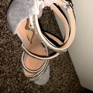 Gorgeous sparkly silver heels.